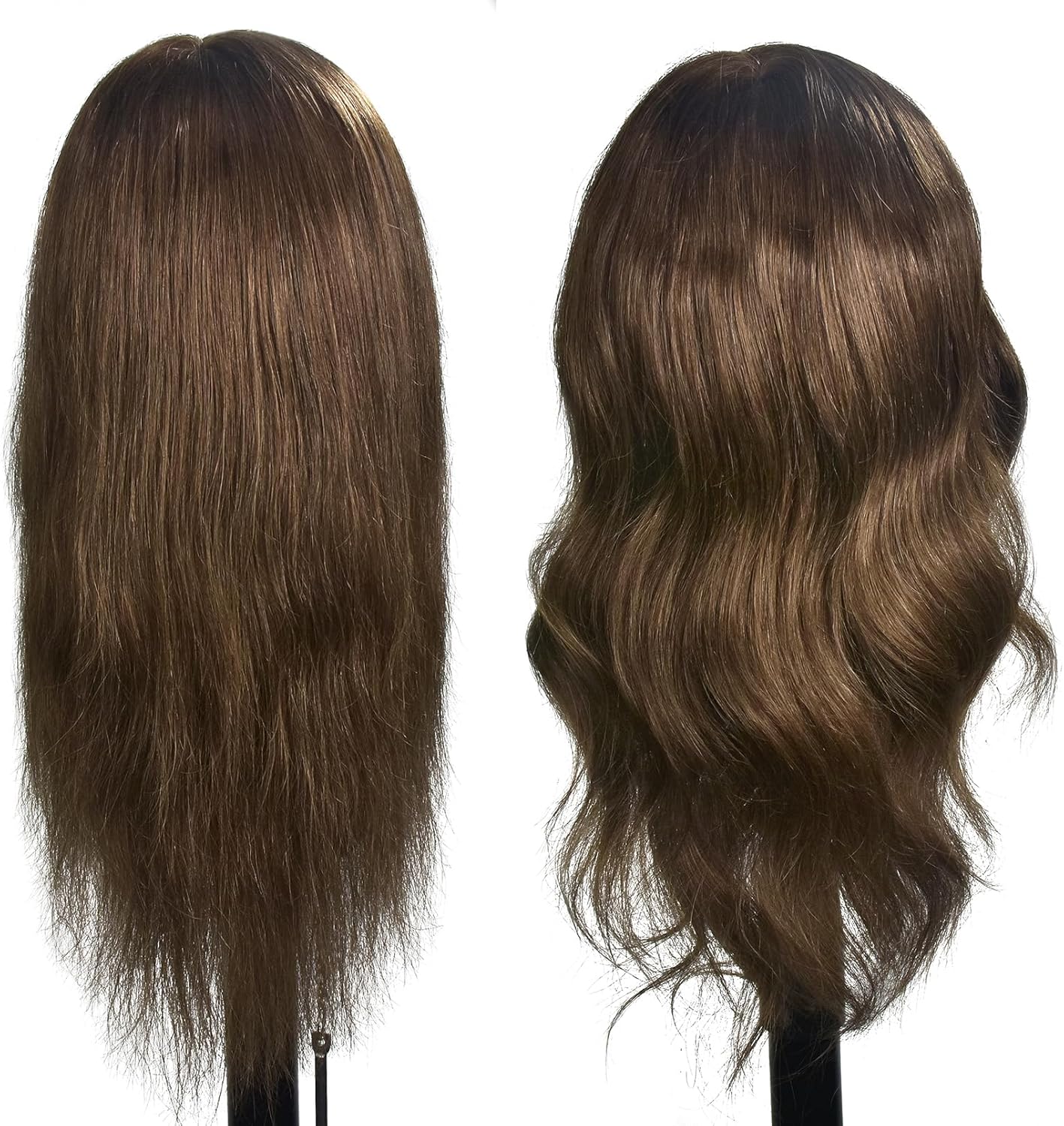 Female mannequin head 16-18 inch with straight and wavy brown hair for styling practice