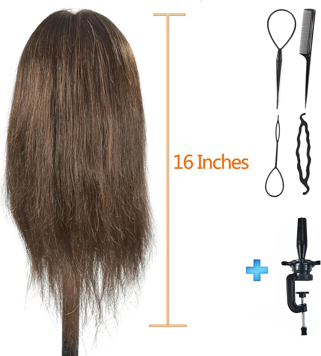 RUISIMEI female mannequin head 16-18 inch with long brown hair and styling tools for hair practice