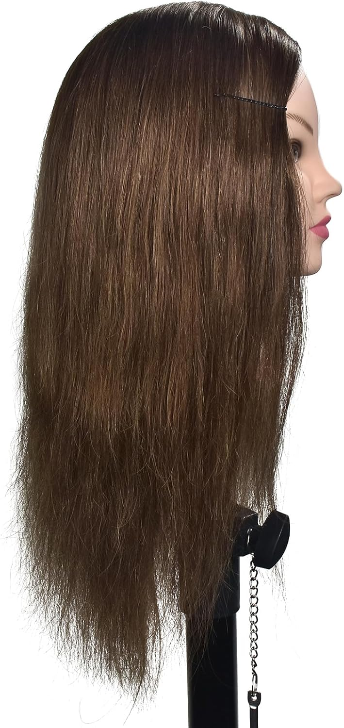 RUISIMEI female mannequin head 16-18 inch with long brown hair for hairstyling practice
