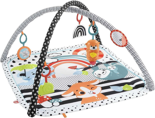 Fisher Price 3 in 1 gym newborn playset with colourful soft toys and a playful activity mat