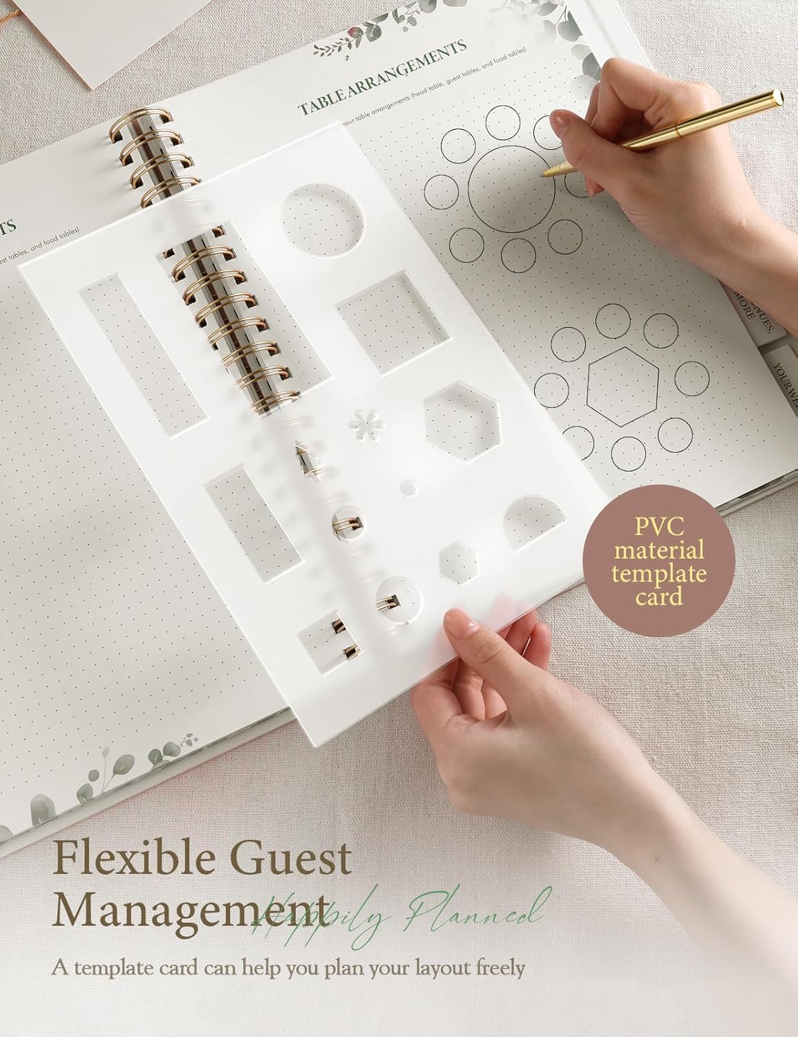 Aisbugur wedding planner book UK with a flexible guest management template card for table arrangements