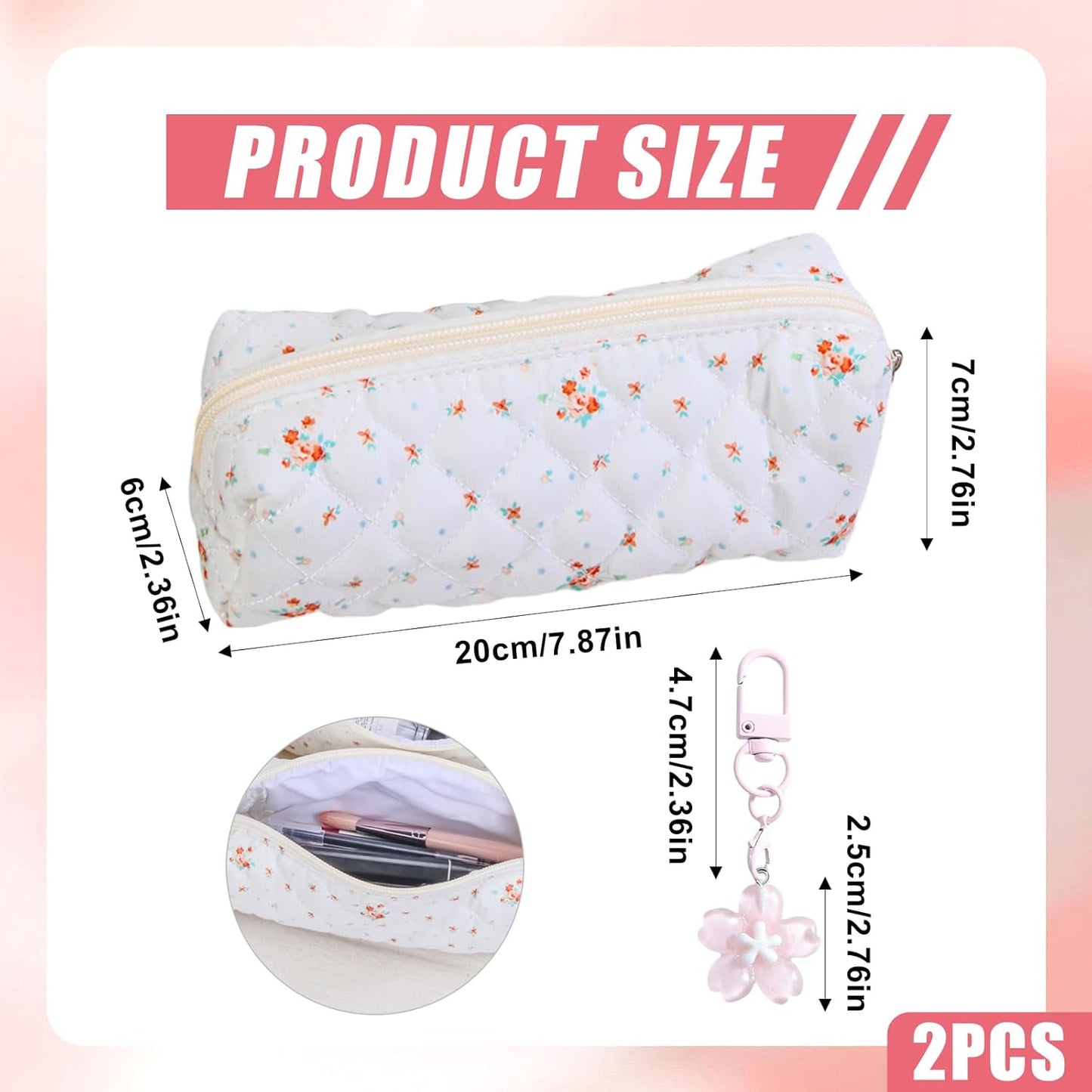 SiumPklay floral pencil case for girls with floral pattern and zipper closure, ideal for school supplies