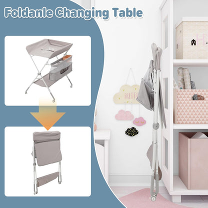 Yosamy foldable baby changing table with storage compartments and lightweight design for easy portability