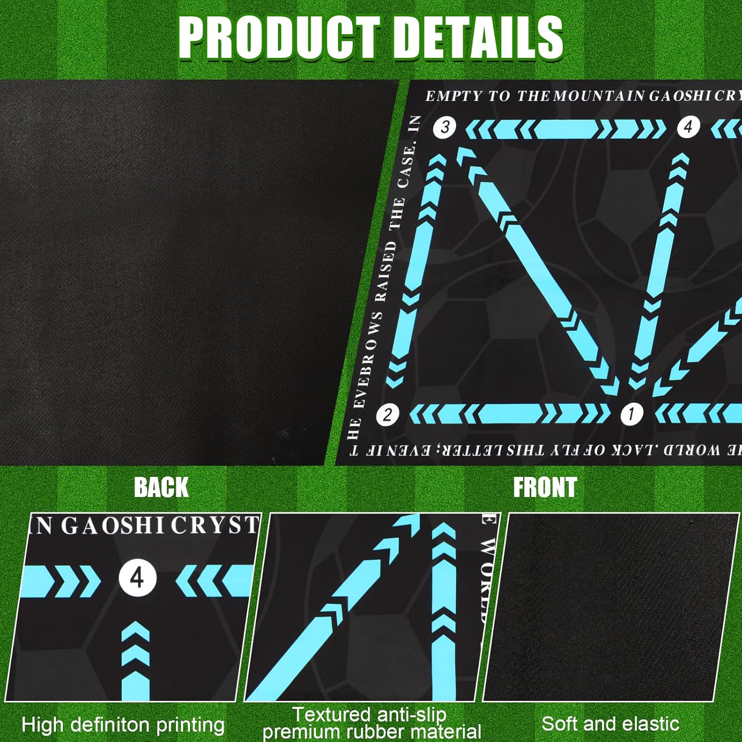 Football training mat with textured anti-slip rubber surface for effective practice and drills