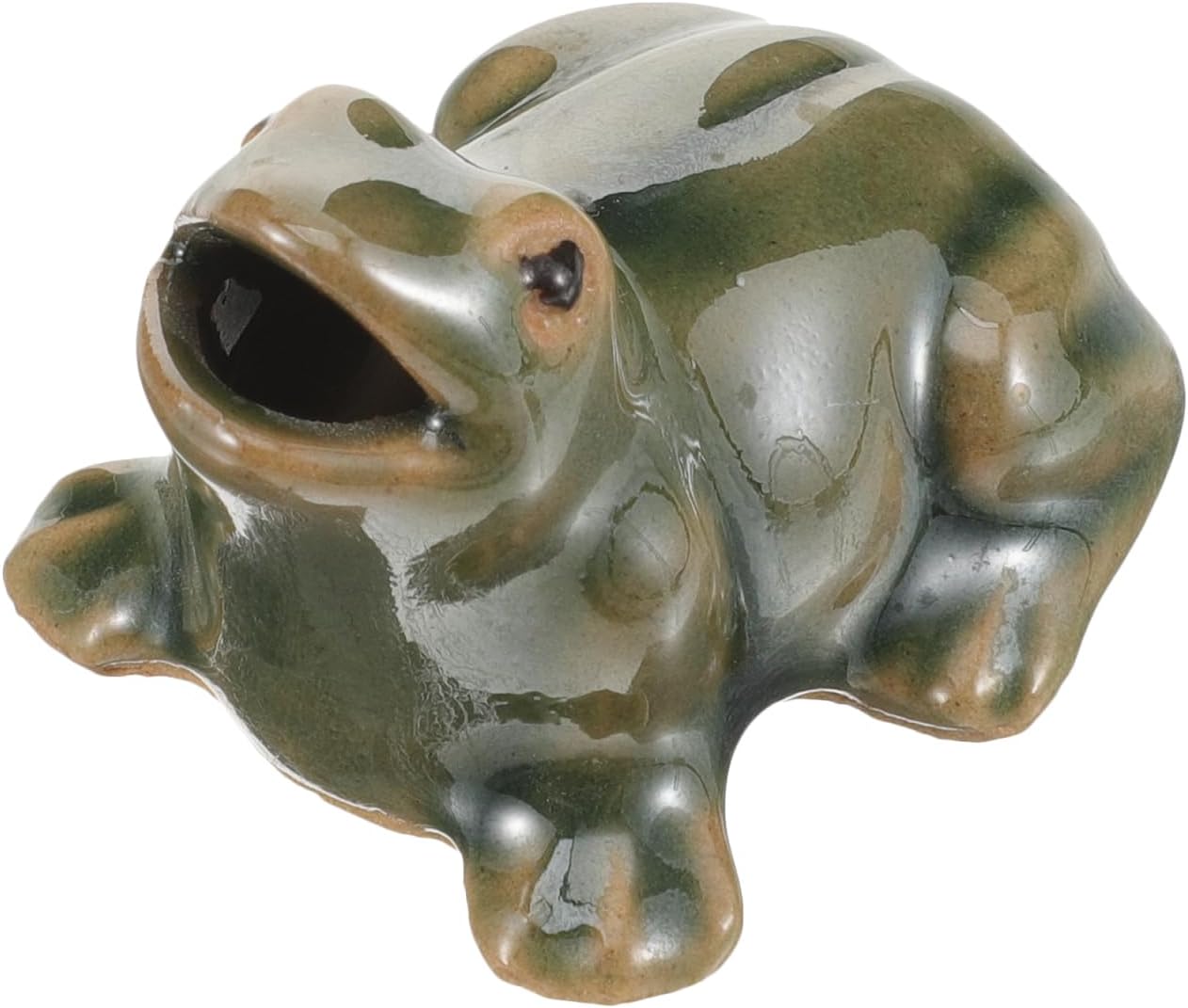 Yardwe frog water feature garden ornament in a glossy green finish, perfect for garden decoration