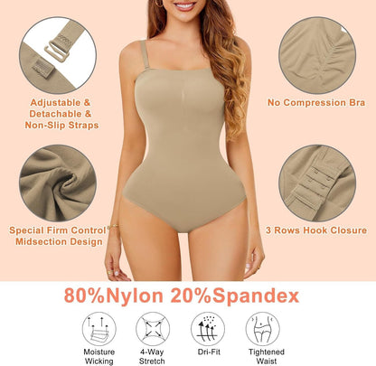 Women's shaping bodysuit XL in nude with adjustable straps and firm control design for a smooth silhouette