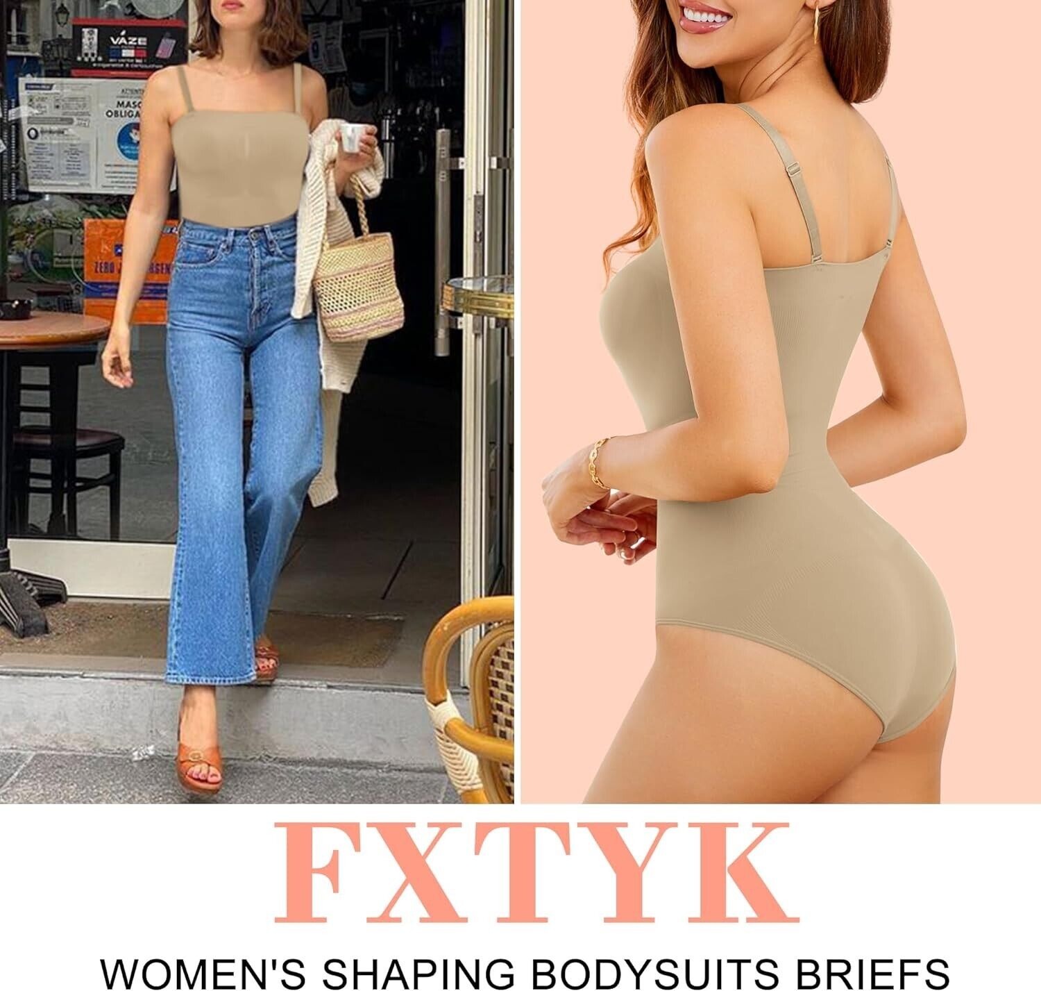 Stylish women's shaping bodysuit XL in beige, ideal for everyday wear and enhancing body shape