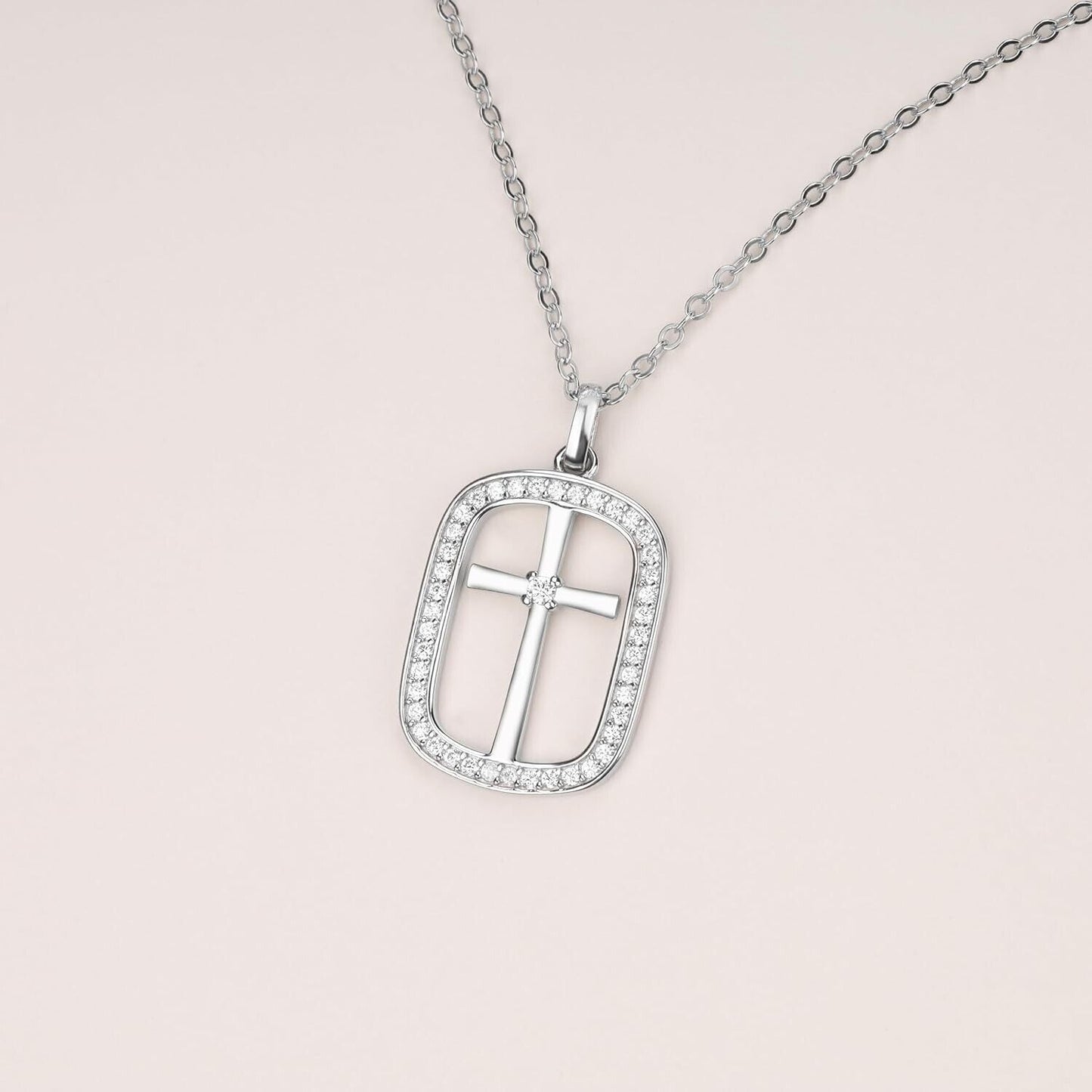 Elegant sterling silver cross necklace for women with sparkling cubic zirconia accents