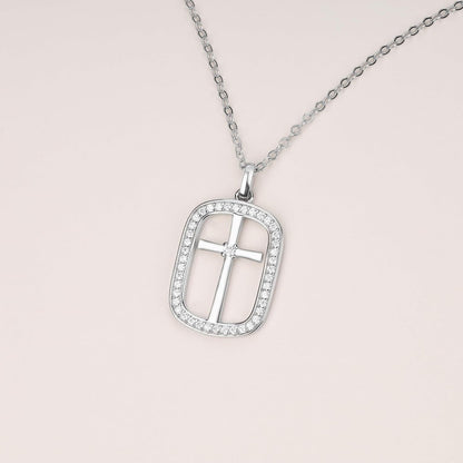 Elegant sterling silver cross necklace for women with sparkling cubic zirconia accents