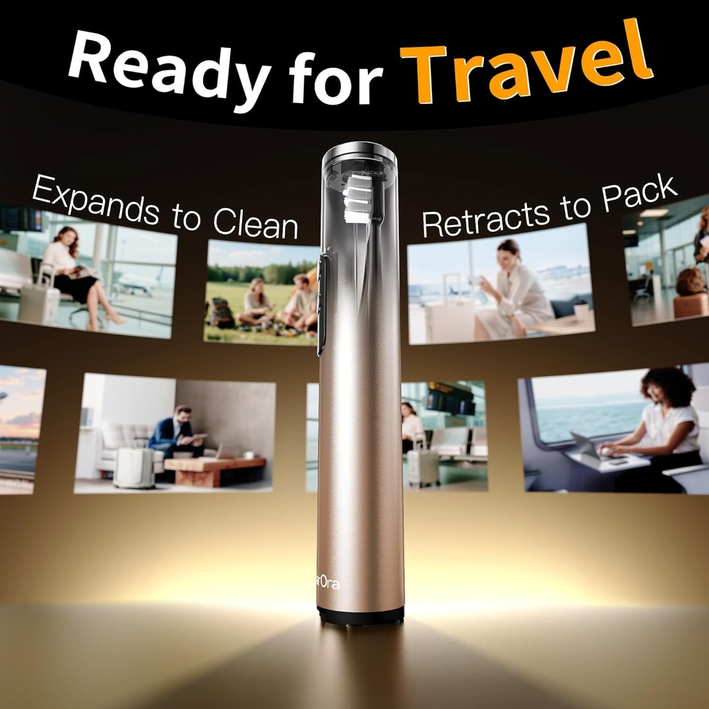 Portable sonic toothbrush with retractable design, perfect for travel and convenient cleaning