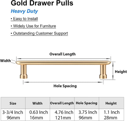 Aititan gold cabinet handles 96mm suitable for easy installation on furniture