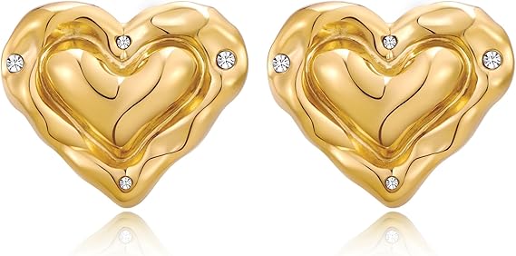 TOVABA gold heart earrings for women with sparkling embellishments for a stylish look