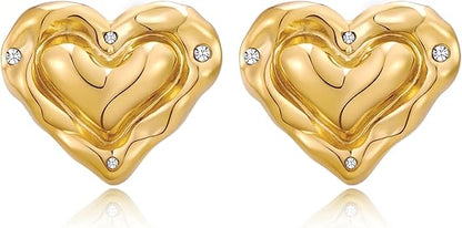 TOVABA gold heart earrings for women with sparkling embellishments for a stylish look