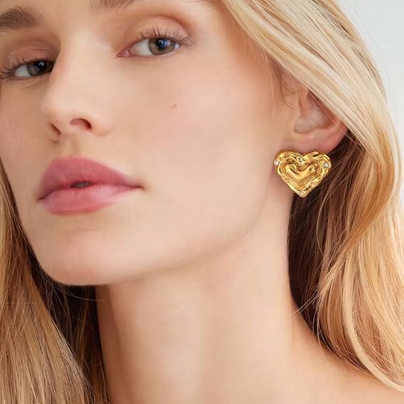 Elegant gold heart earrings for women showcasing a stylish heart design for a chic look
