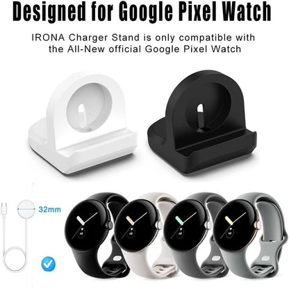 IRONA Google Pixel Watch stand in black and white designed for optimal charging compatibility