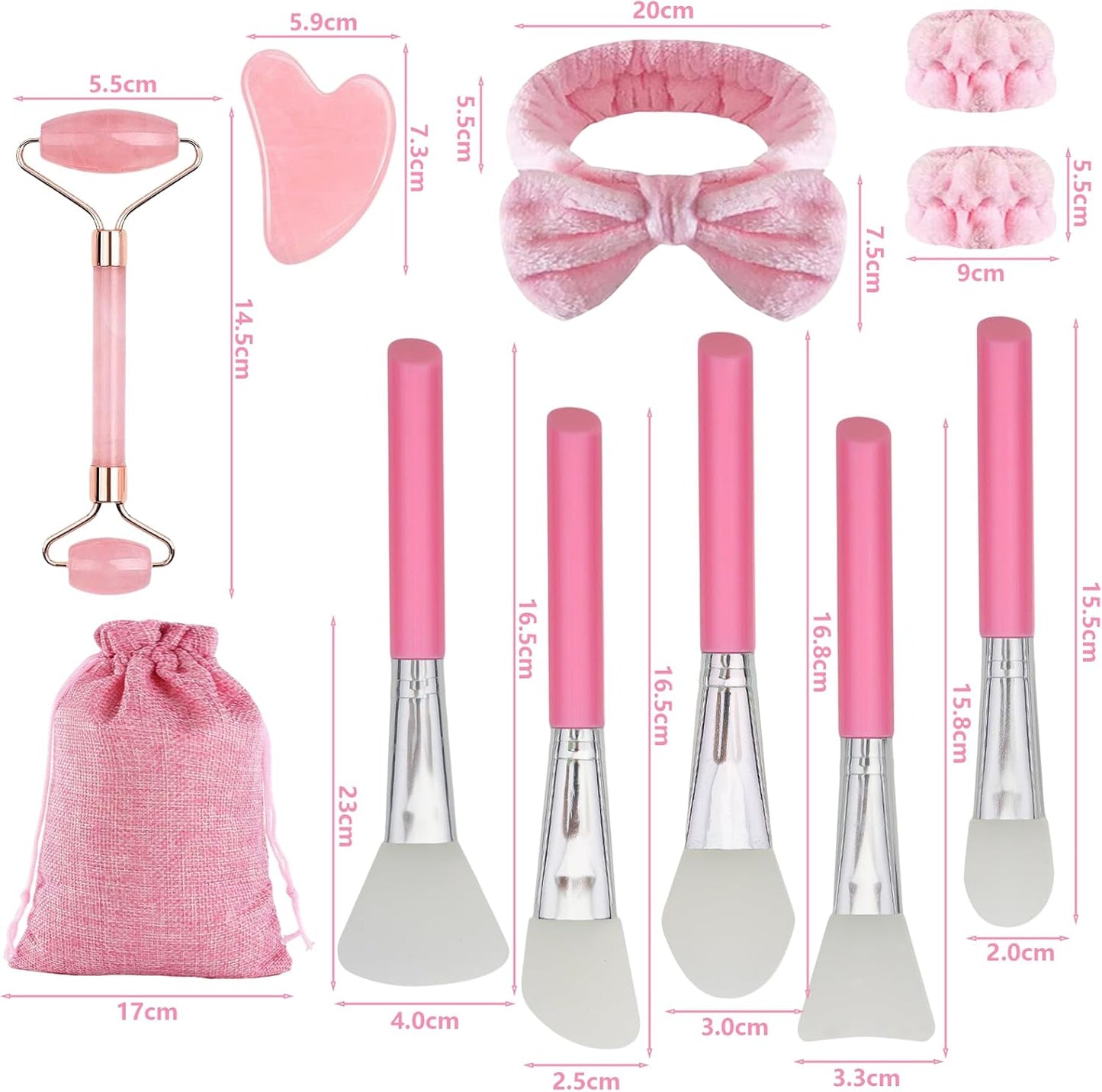 Gkhlg gua sha and beauty accessory set with pink tools for skincare and facial massage