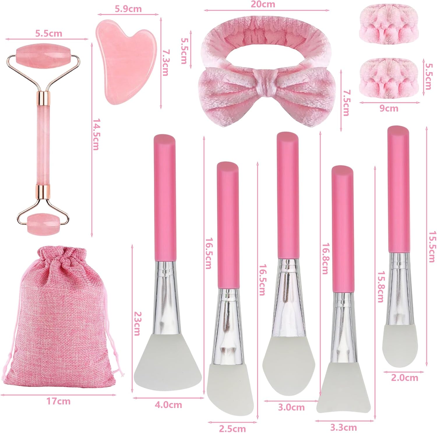 Gkhlg gua sha and beauty accessory set with pink tools for skincare and facial massage