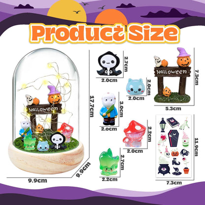 Totebynet Halloween craft kit for kids featuring cute decorations in a glass dome with vibrant characters