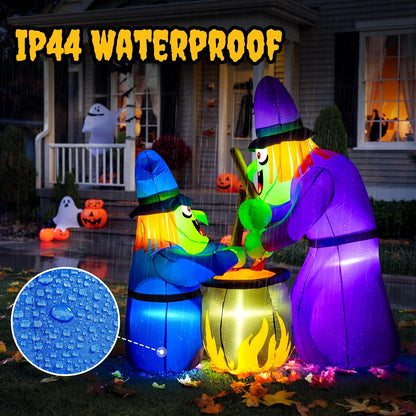 Colourful Halloween witch inflatable outdoor decoration with waterproof features for festive yard displays