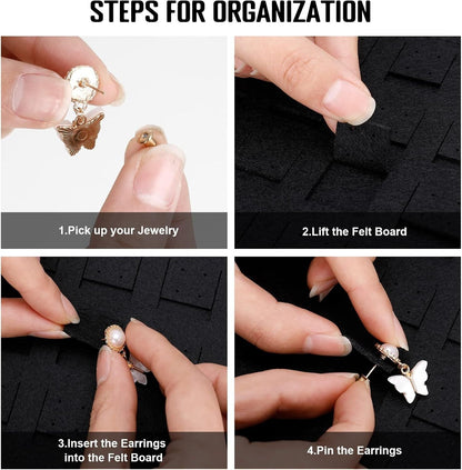 Step-by-step guide to use the hanging earrings holder for organizing jewellery