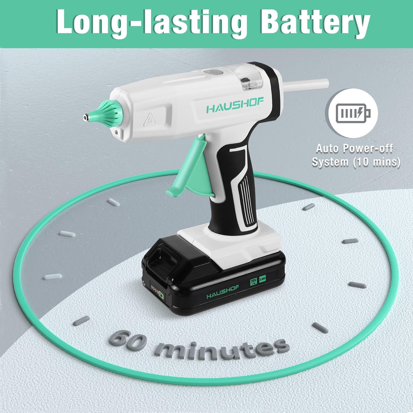Haushof cordless hot glue gun rechargeable with long-lasting battery for convenient crafting projects