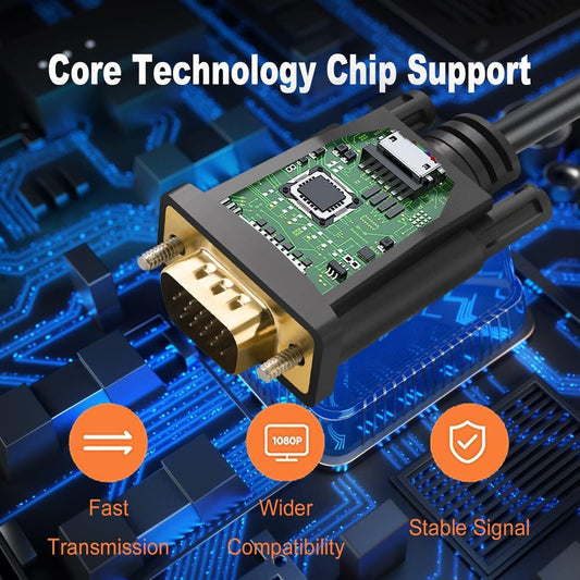 Doonjiey HDMI to VGA 1.8m cable with advanced chip for stable signal and fast transmission