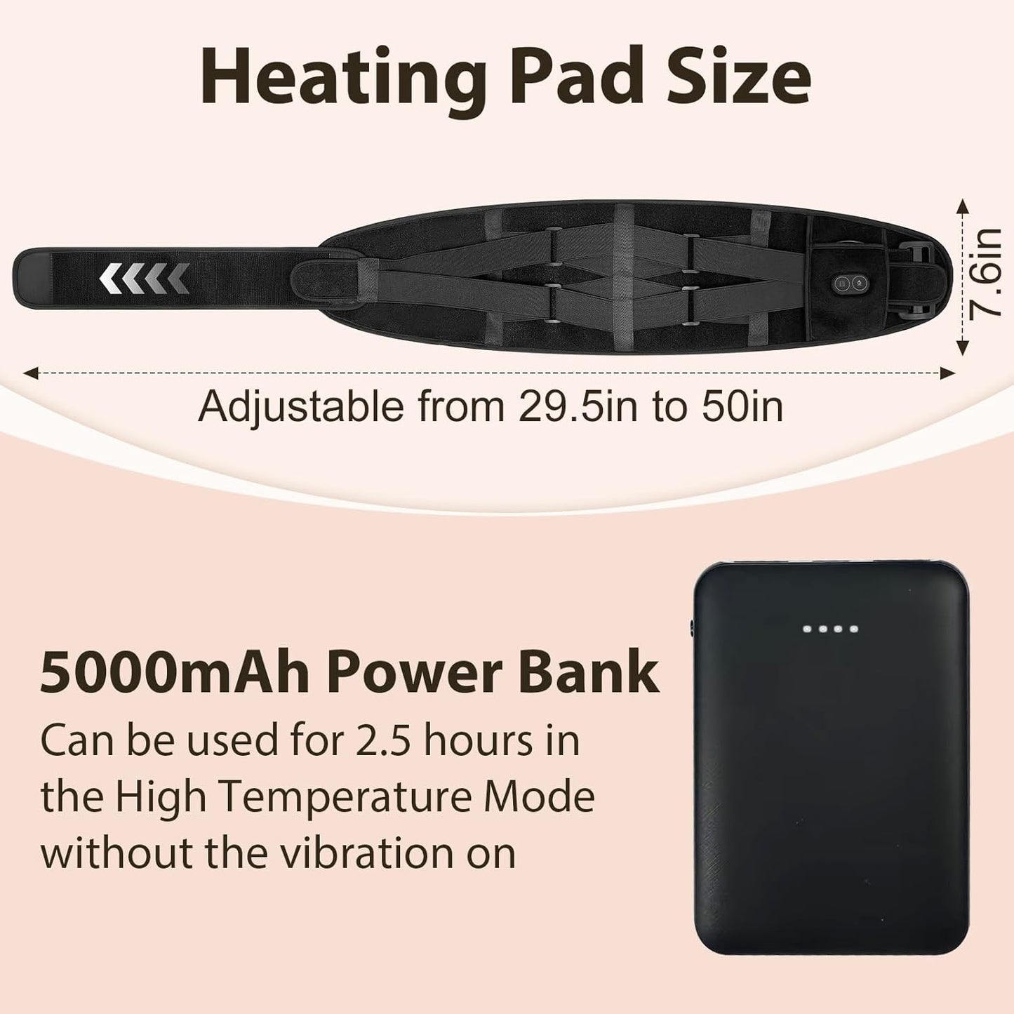 Aroma Season heated back massager belt with adjustable size and power bank for soothing comfort