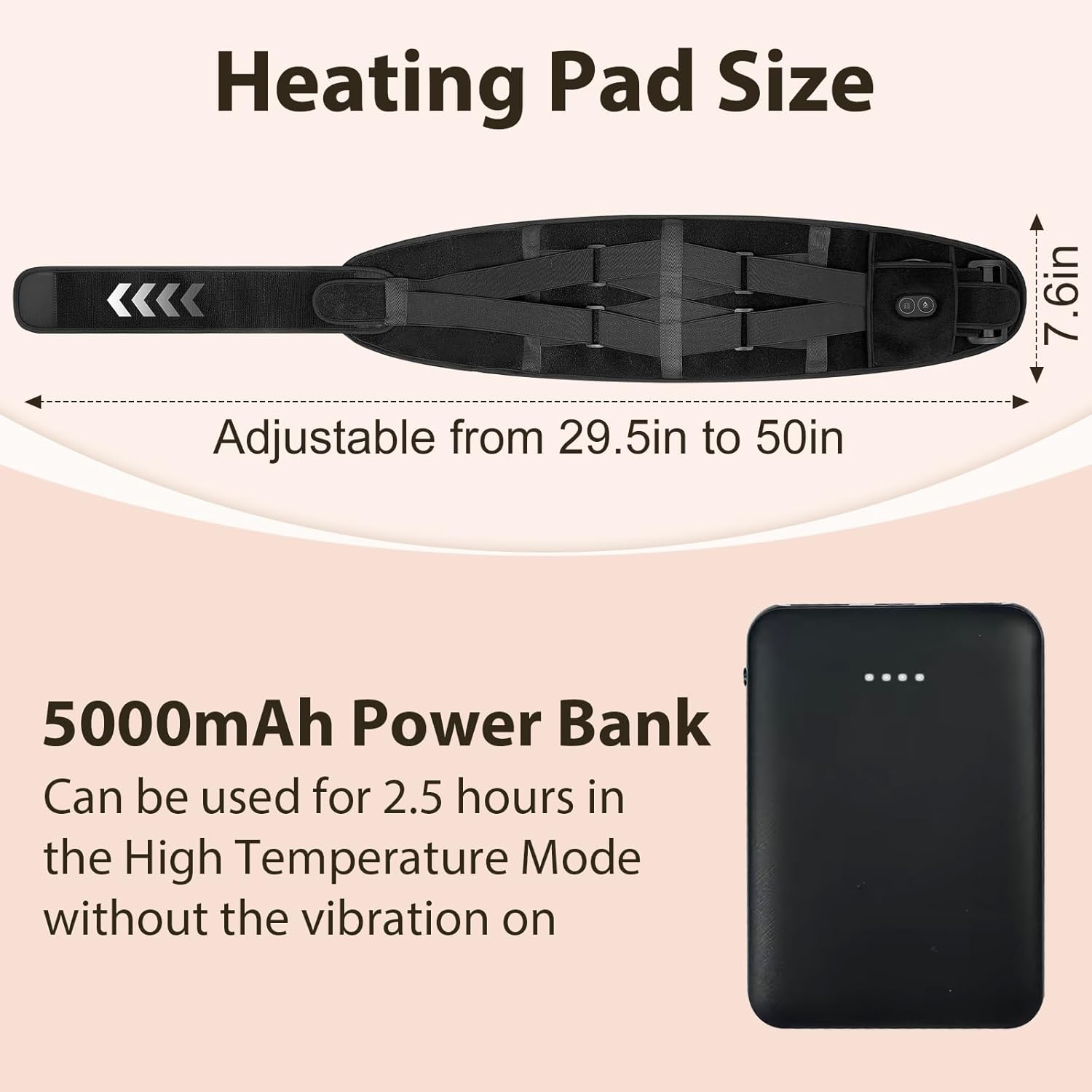 Aroma Season heated back massager belt with adjustable size and power bank for soothing comfort