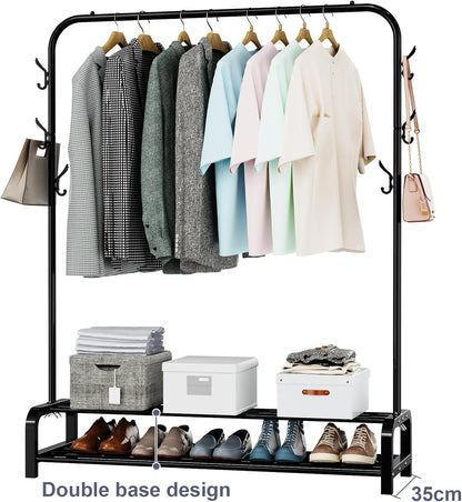 LOEFME heavy duty clothes rail for bedroom with double base design and ample storage space