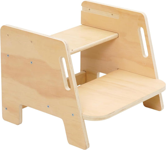 Siairo heavy duty step stool for kids and adults made from sturdy wood with two steps for extra height