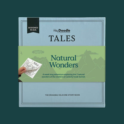 HeyDoodle Tales Natural Wonders activity book featuring a week-long adventure exploring nature