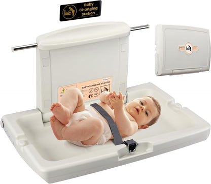 Pobamle horizontal baby changing unit with safety straps for easy diaper changes