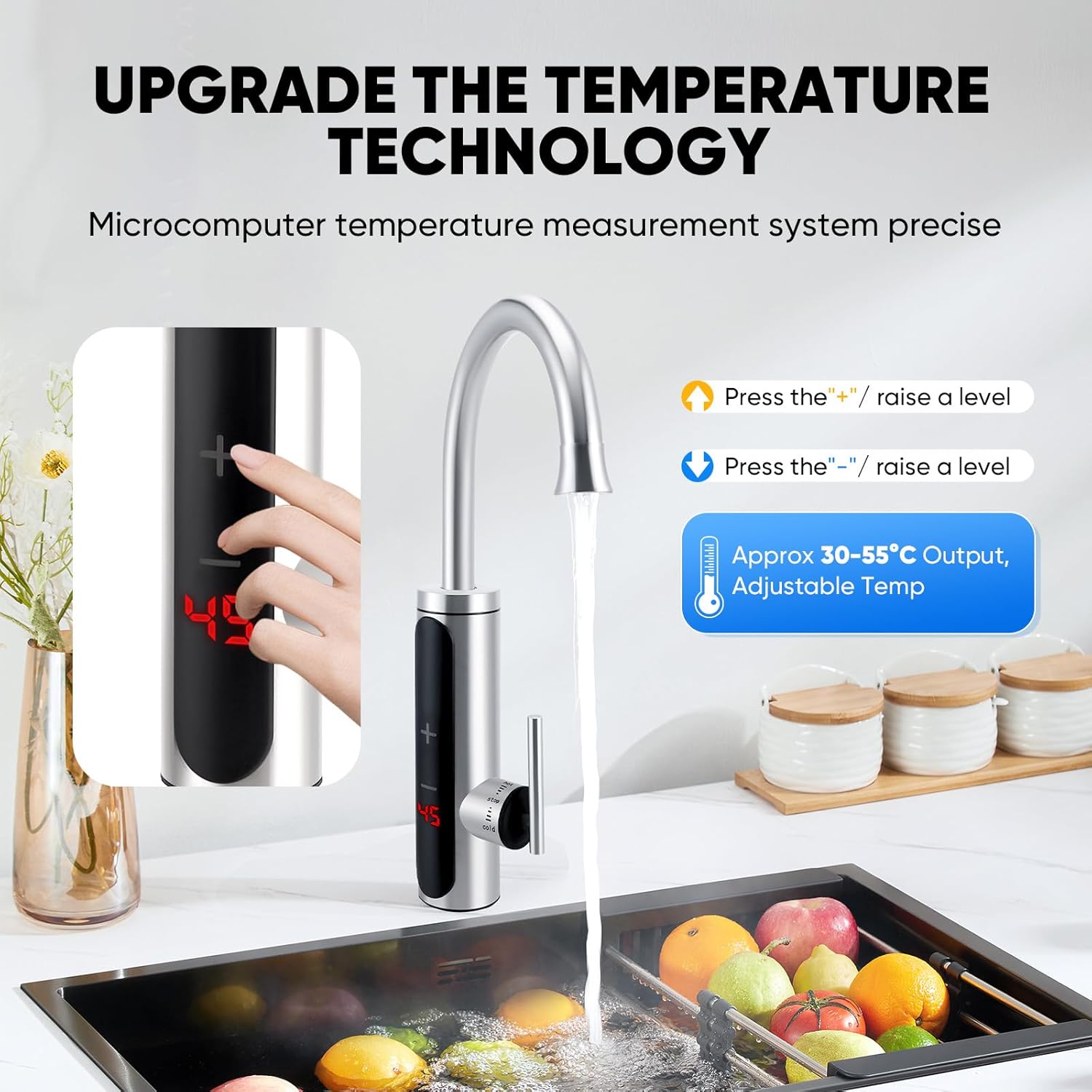 Nastopee instant hot water tap 220V with microcomputer temperature control for precise heating