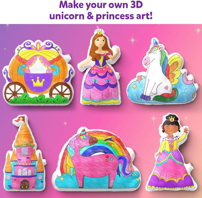 Skillmatics inflatable art kit for kids featuring 3D unicorn and princess designs for creative fun