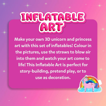 Skillmatics Inflatable Art Kit for Kids featuring unicorn and princess inflatables for creative fun
