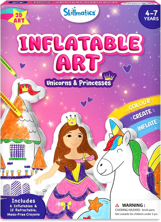 Skillmatics Inflatable Art Kit for Kids featuring unicorns and princesses for ages 4-7