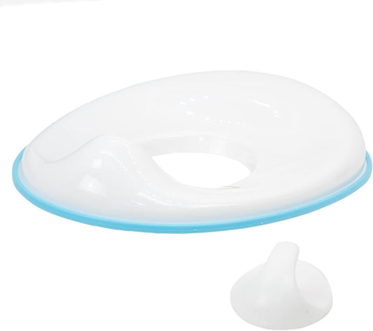 Coozi kids potty training seat in white with blue trim for easy toilet training