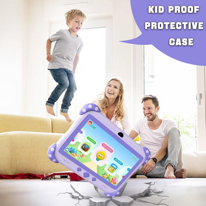 Ascrecem kids tablet with parental control in a kid-proof protective case, ideal for young learners