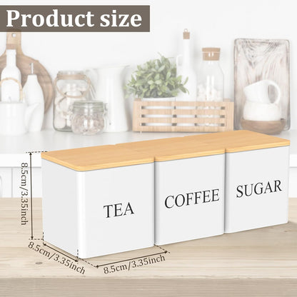 VAVPUP kitchen canister set with bamboo lids for tea, coffee, and sugar storage