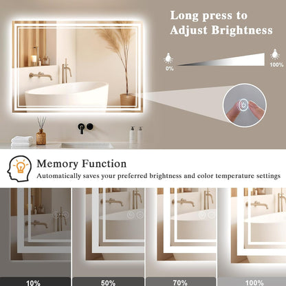 Archaluxe LED bathroom mirror with anti-fog and adjustable brightness for optimal lighting