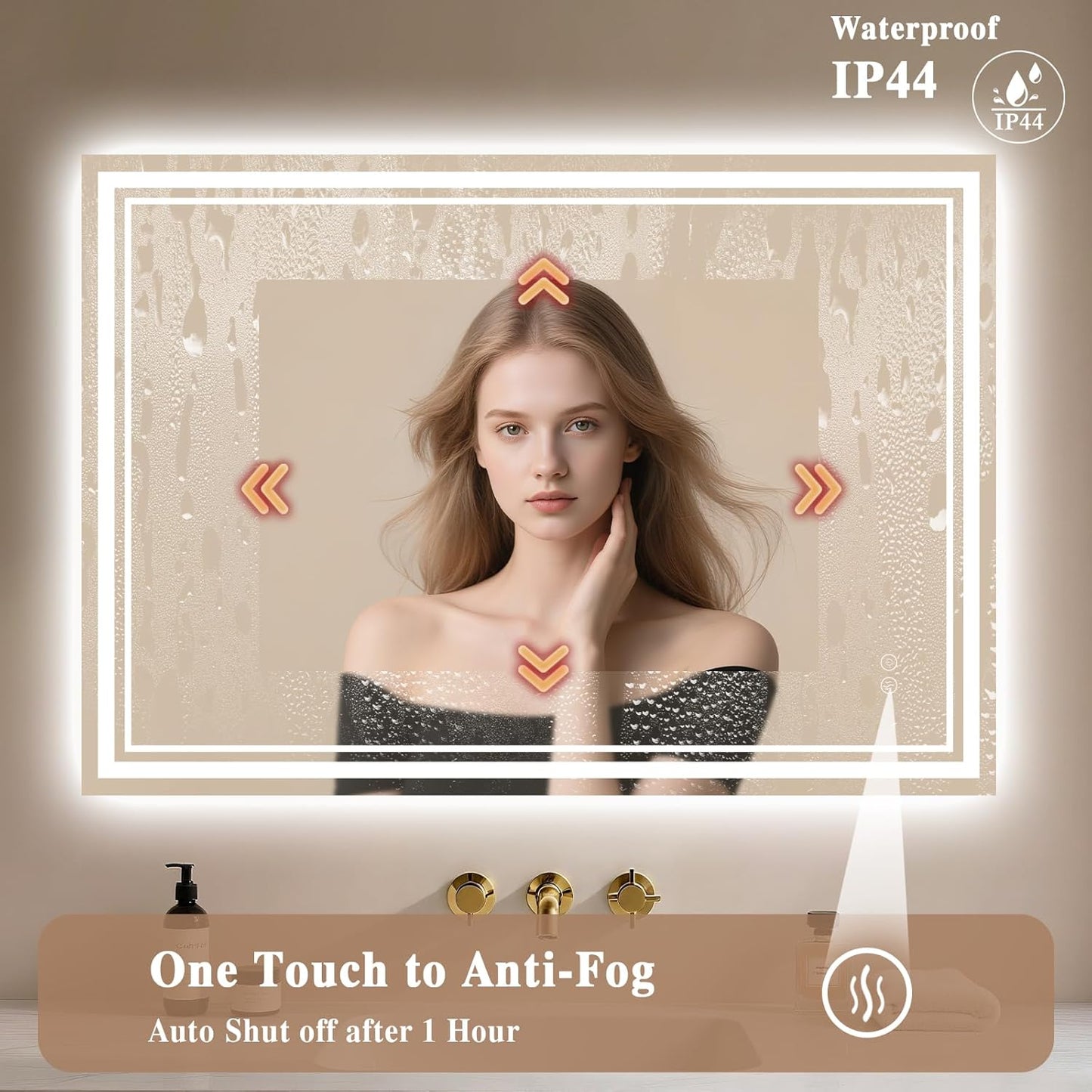 Archaluxe LED bathroom mirror with anti-fog feature and touch control for a clear reflection