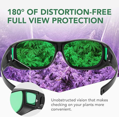 Senelux LED grow room glasses for hydroponics with 180 degree distortion-free full view protection
