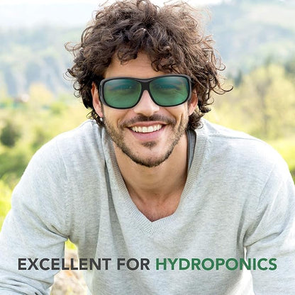 Senelux LED grow room glasses for hydroponics, ideal for enhancing plant growth and protecting eyes outdoors
