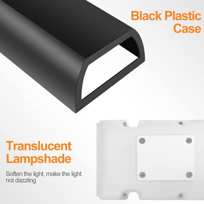 LED outdoor wall light up down in black plastic case with translucent lampshade for soft lighting