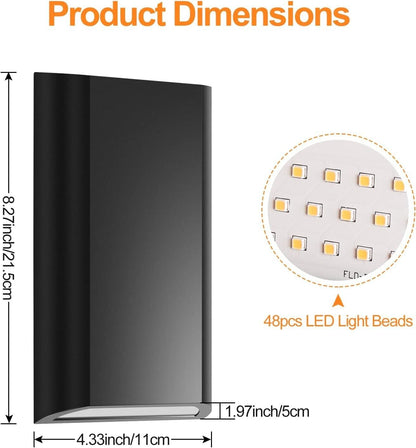 Sleek LED outdoor wall light up down with 48 LED light beads, perfect for illuminating outdoor spaces