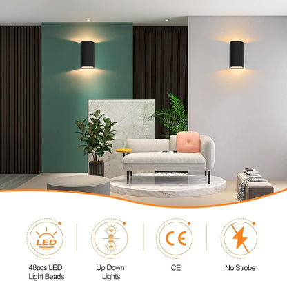 Stylish LED outdoor wall light up down with 48 LED light beads for outdoor spaces