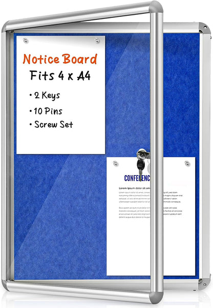 Sliandtelly lockable notice board for A4 displays with 2 keys and 10 pins included