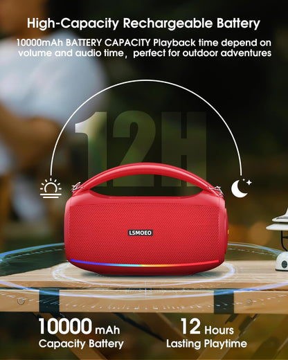 LSMOEO karaoke Bluetooth speaker for parties with 10000 mAh battery and 12 hours of playtime