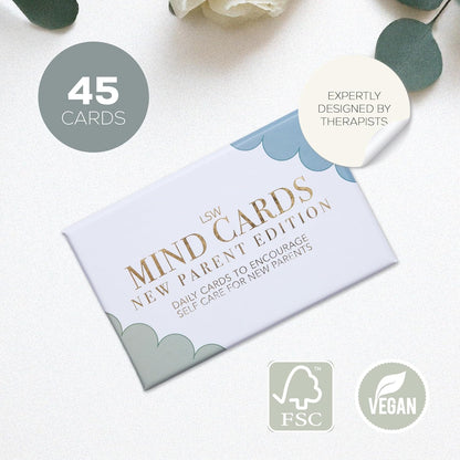 LSW Mind Cards New Parent Edition with 45 cards for daily self care, featuring London mindfulness cards for self care