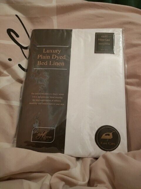 Luxury white polycotton pillow case packaged for easy care and comfort in bedroom decor
